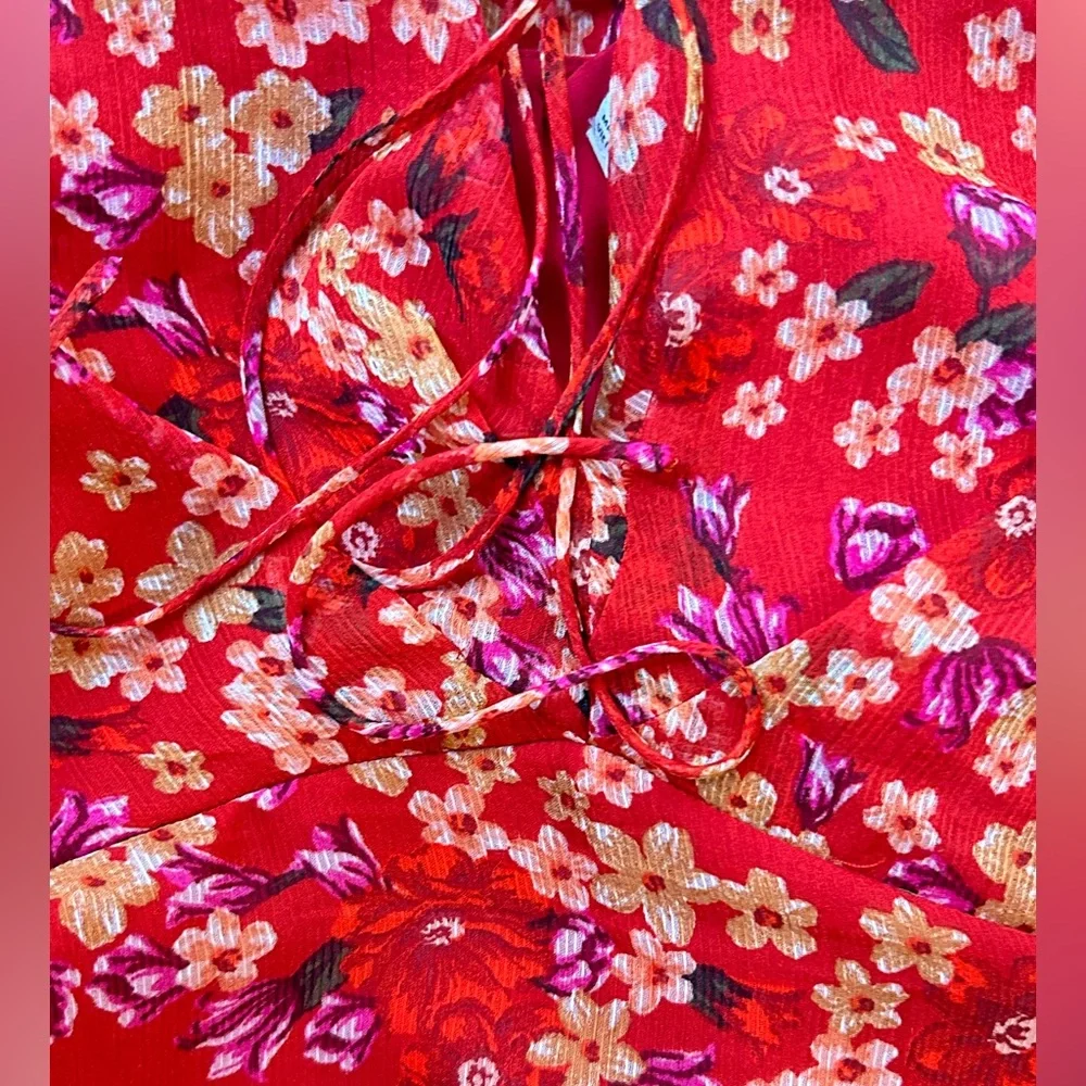 Mango summer red flowers dress - Picture 6 of 7